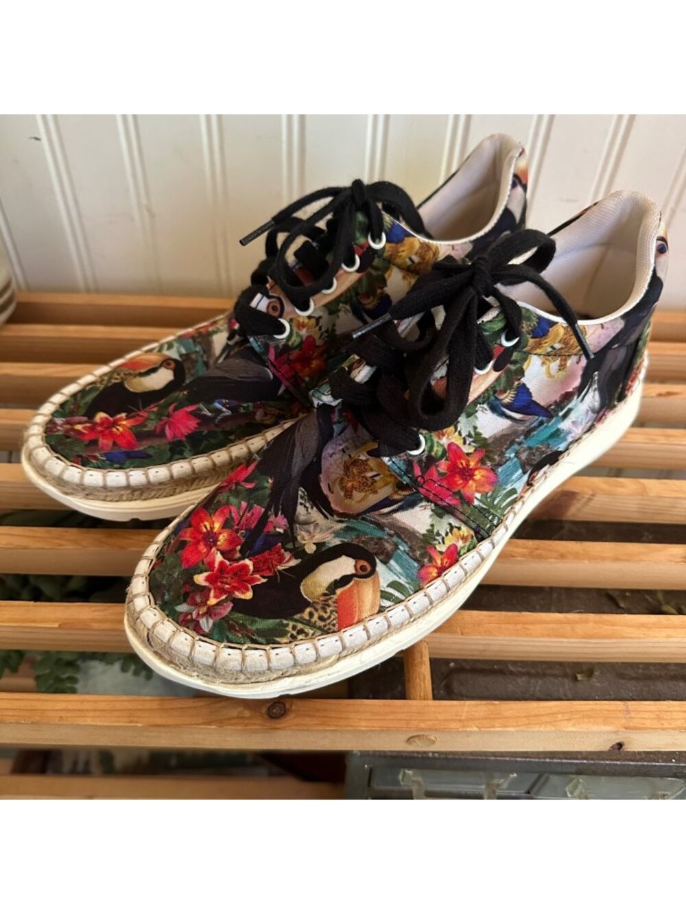 Free People Tropical Bird Print Sneakers Size 39 EU